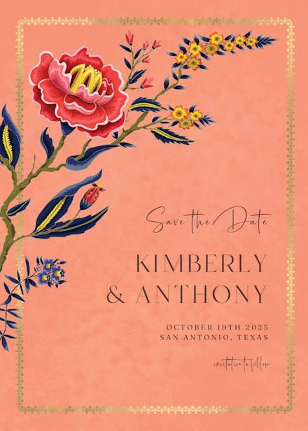 Indian wild flower & frame - save the date card