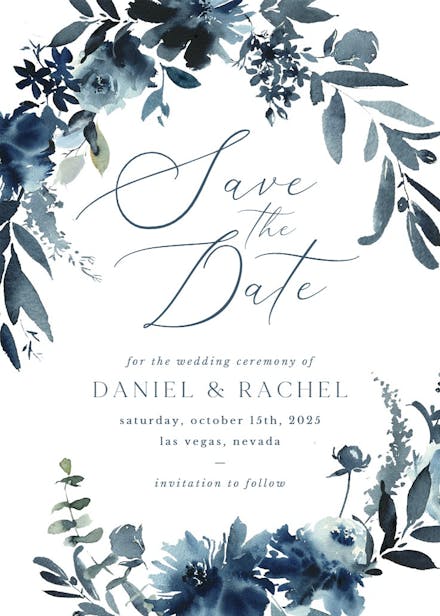 Indigo flowers - save the date card