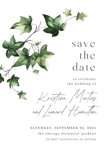 Ivy - save the date card