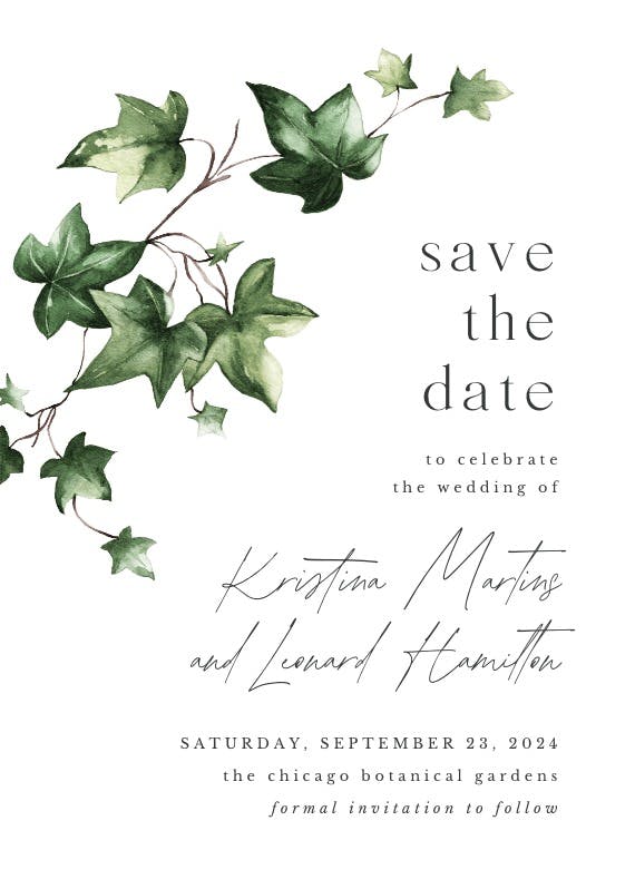Ivy - save the date card