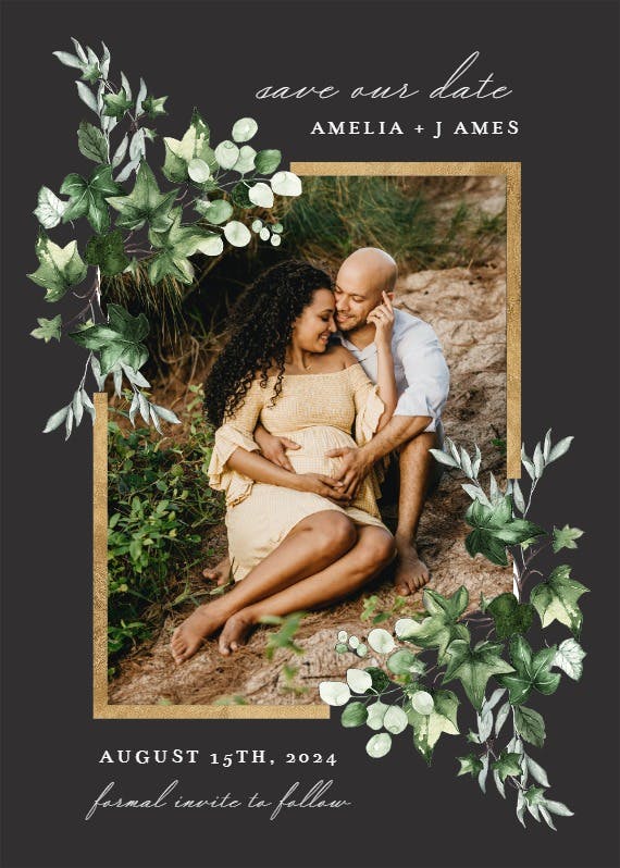 Ivy gold frame - save the date card