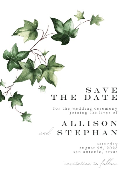 Ivy - Save the Date Card