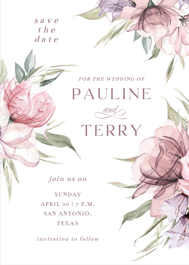 Delicate Flowers - Save the Date Card | Greetings Island