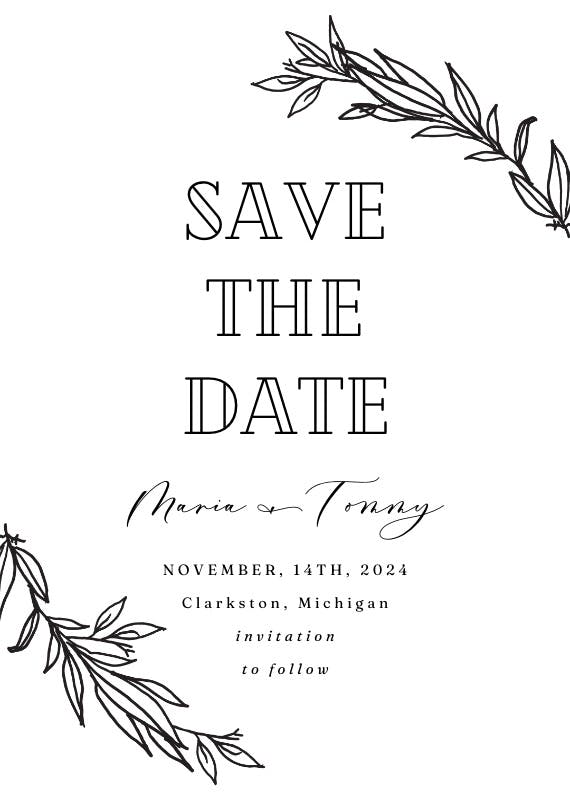 Kraft branches - save the date card