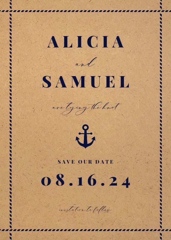 Kraft nautical -  tarjeta para reserva la fecha