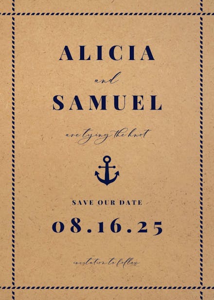 Kraft nautical - save the date card
