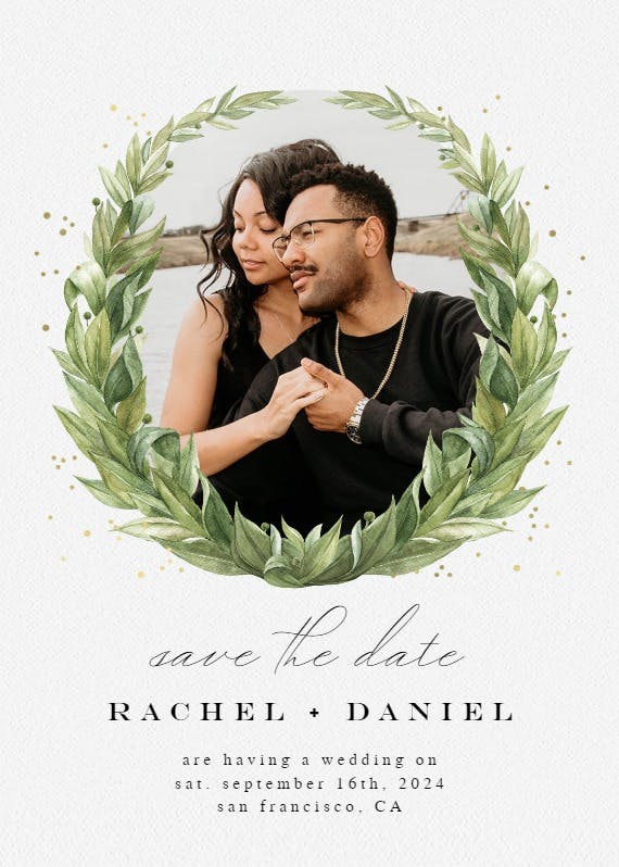 Laurel wreath photo -  tarjeta para reserva la fecha