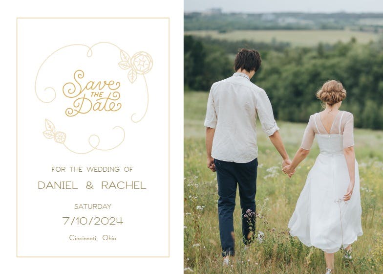 Linear love - save the date card