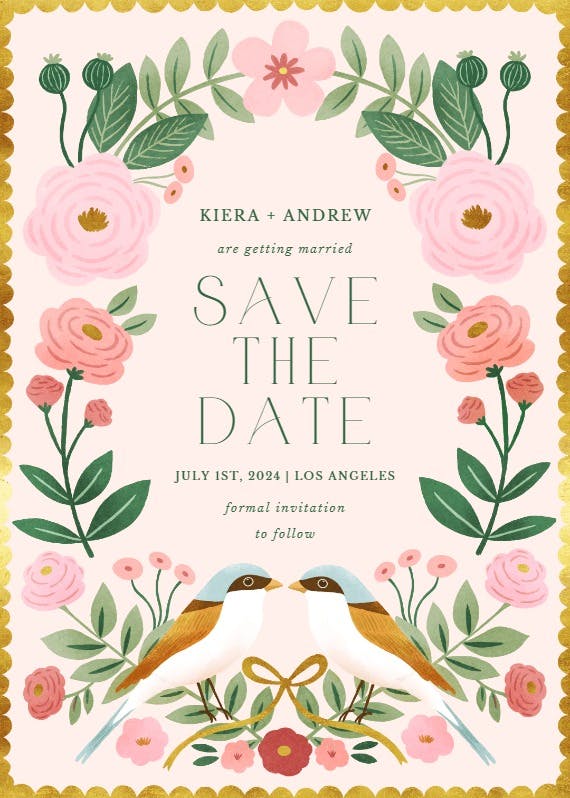 Love birds - save the date card