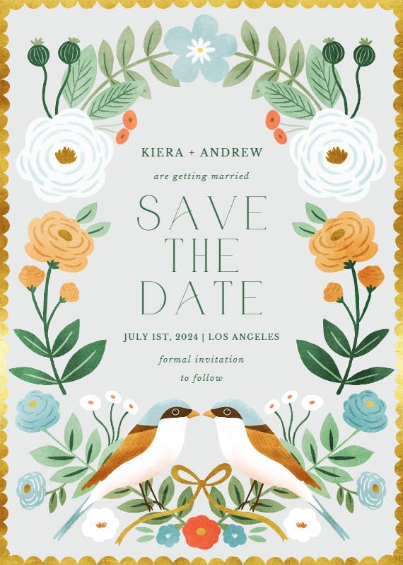 Love birds - save the date card