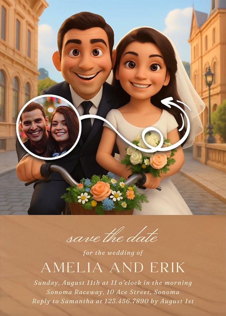 Love in two wheels - save the date card