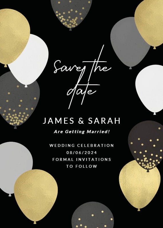Luxe balloons - save the date card