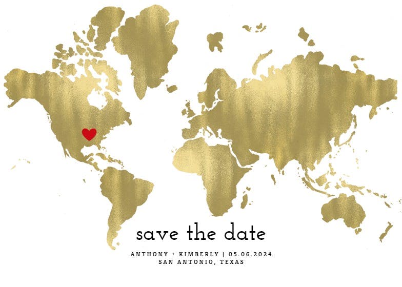 Map of love - save the date card