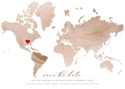 Map of love - save the date card
