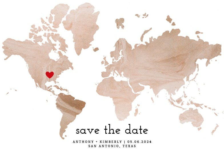Map of love -  tarjeta para reserva la fecha
