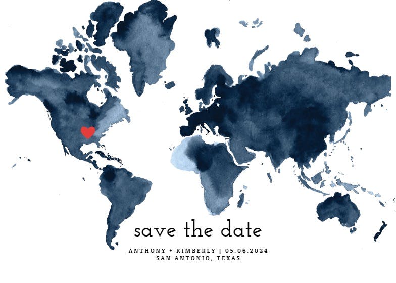 Map of love - save the date card