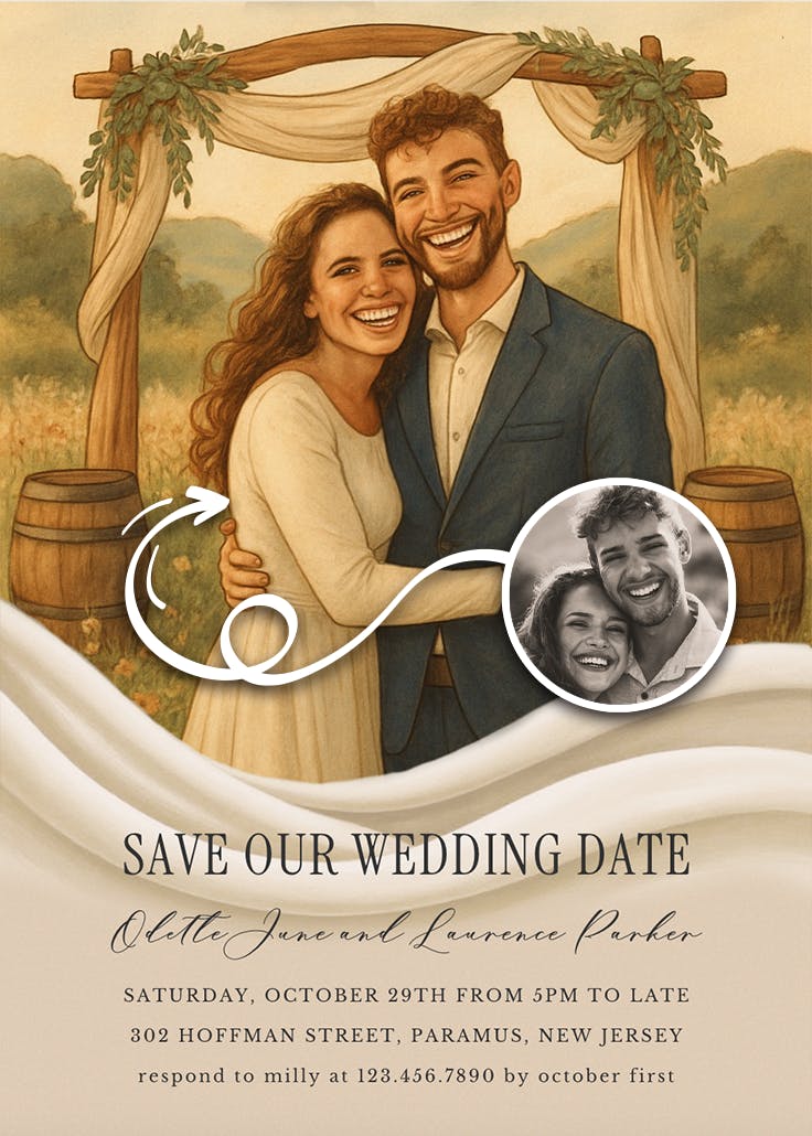 Meadow arch - save the date card