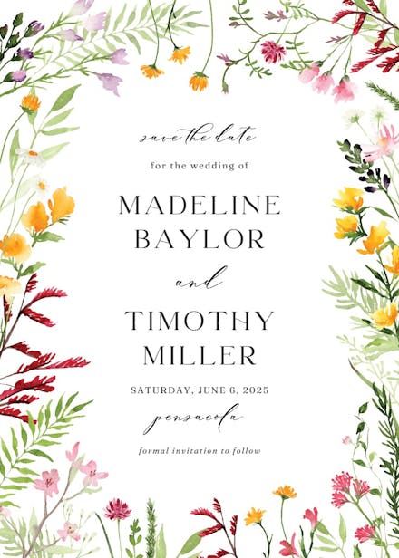 Meadow flowers - save the date card