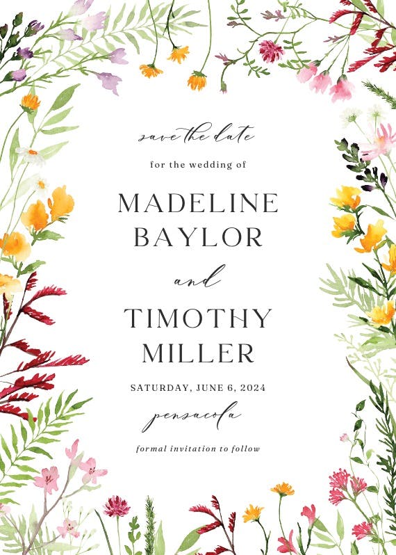 Meadow flowers - save the date card