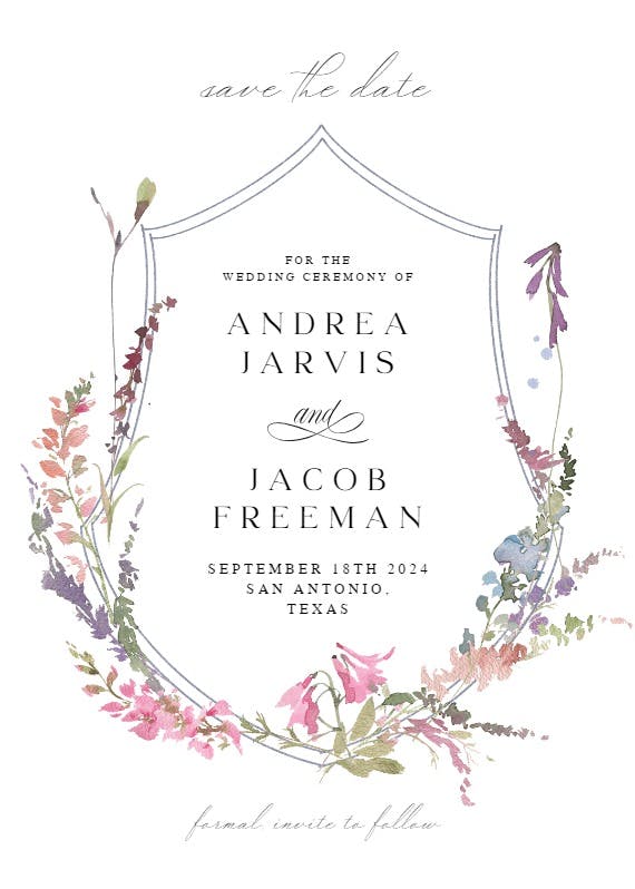 Meadow watercolor frame - save the date card