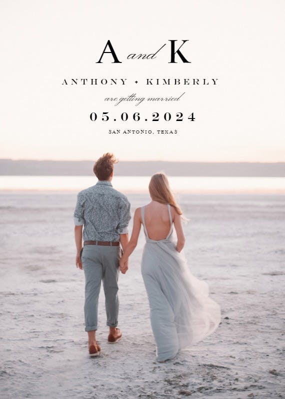 Monogram photo - save the date card