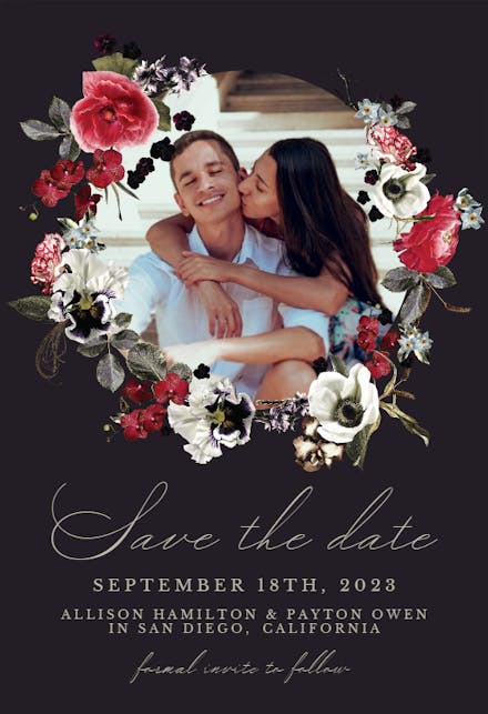 Moody Flowers - Save The Date Card Template | Greetings Island