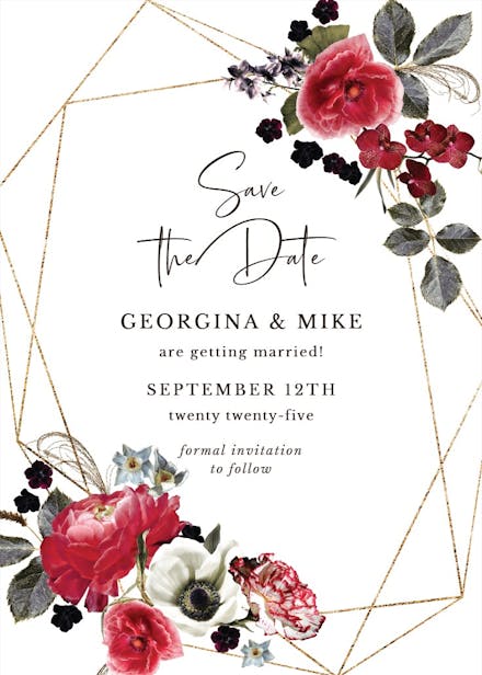 Moody flowers - save the date card