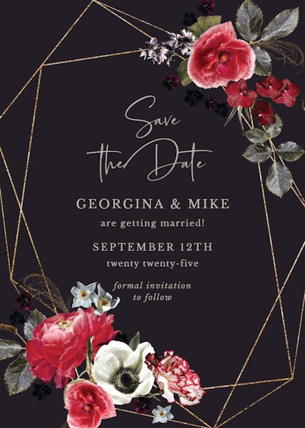 Moody flowers - save the date card