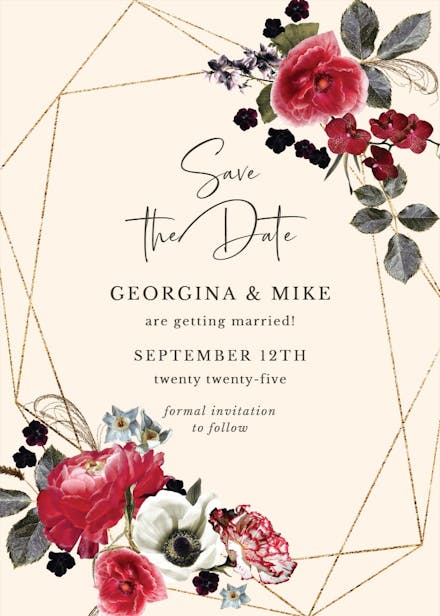 Moody flowers - save the date card