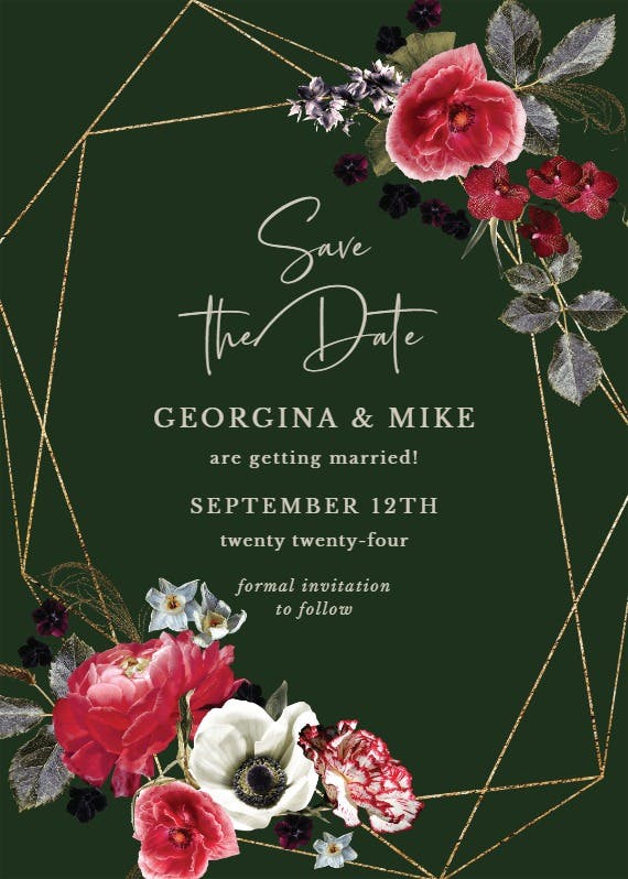 Moody flowers - save the date card