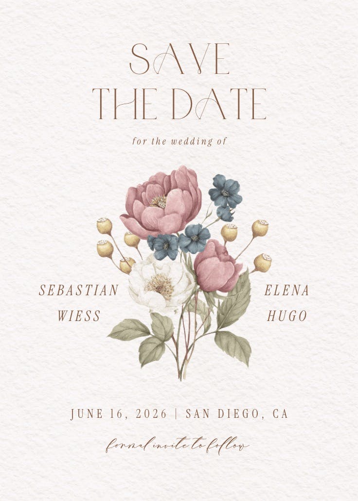 Muted bouquet - save the date card