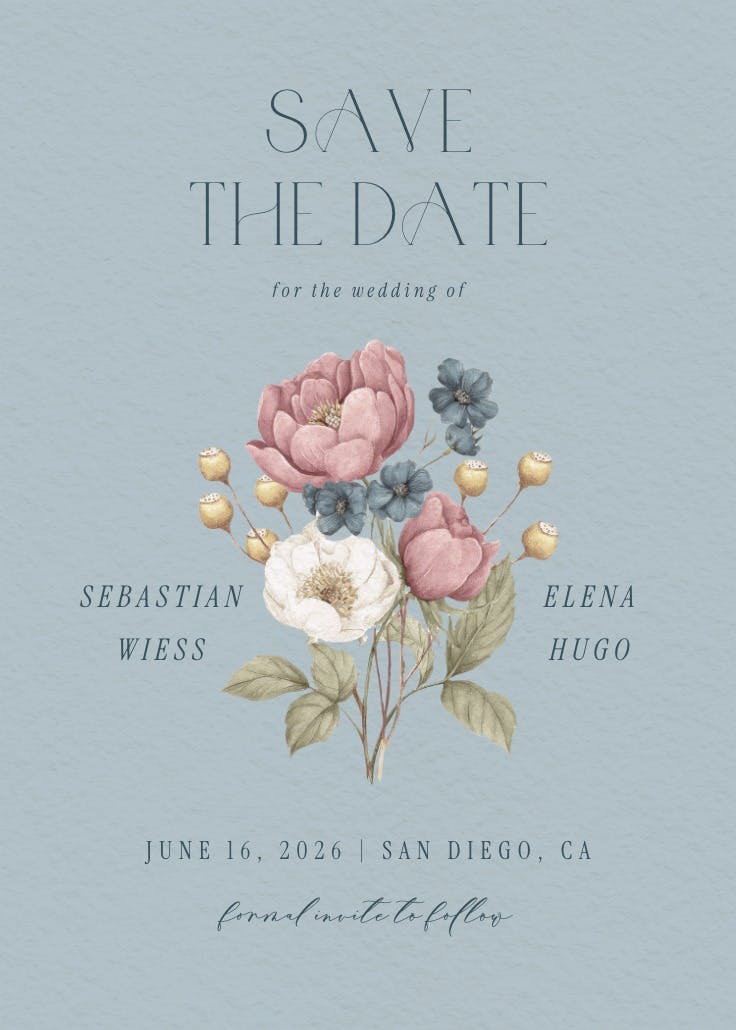 Muted bouquet - save the date card