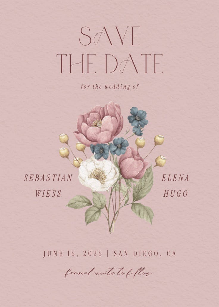 Muted bouquet - save the date card