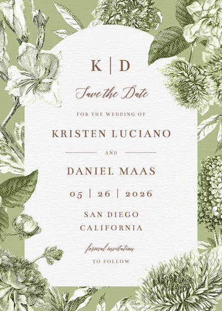 Timeless floral elegance - save the date card