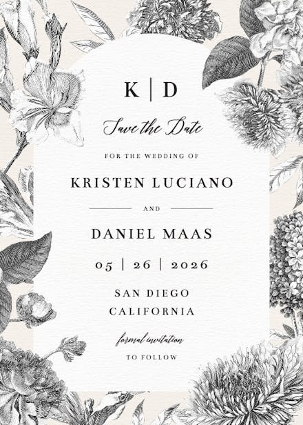 Timeless floral elegance - save the date card