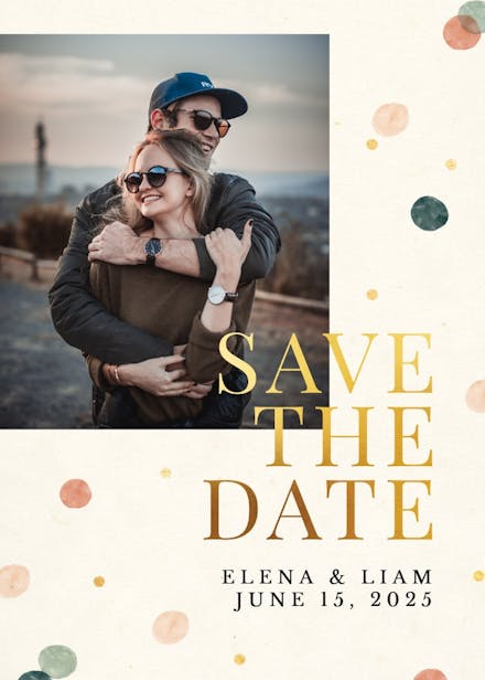 Neutral circles photo - save the date card