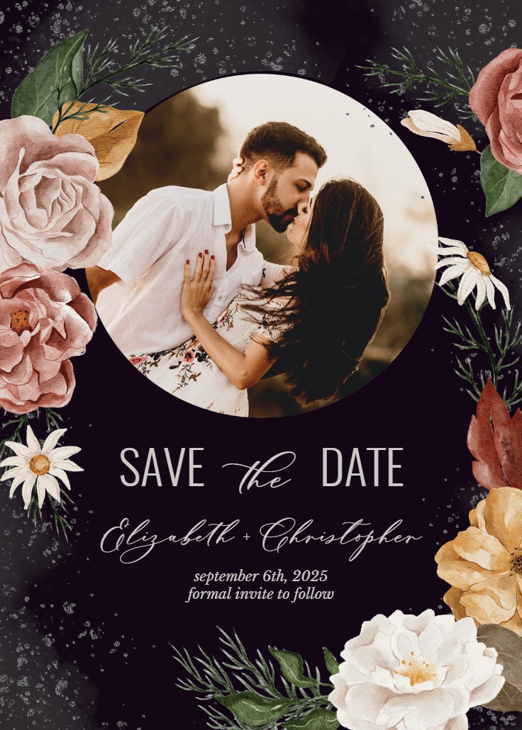 Nocturnal Flowers Save the Date Card Greetings Island