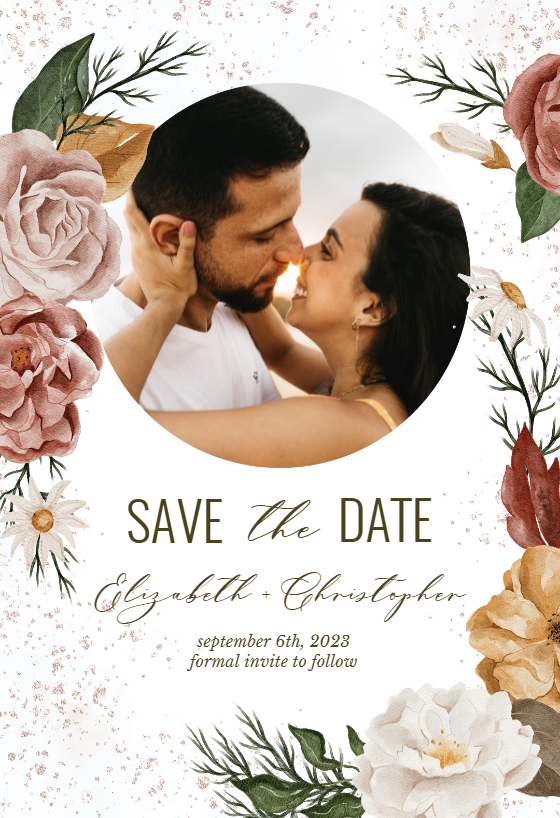 Flower Heart - Save the Date Card Template | Greetings Island