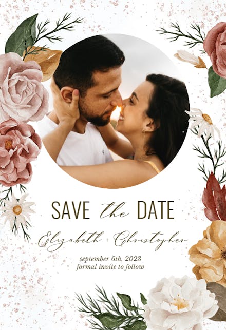 Nocturnal Flowers - Save The Date Card Template | Greetings Island