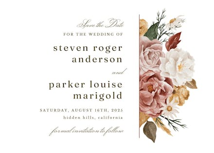 Nocturnal flowers - tarjeta para reserva la fecha