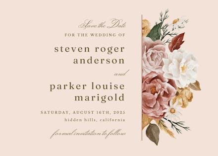 Nocturnal flowers - save the date card