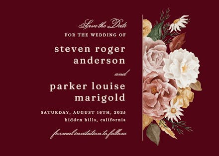 Nocturnal flowers - save the date card