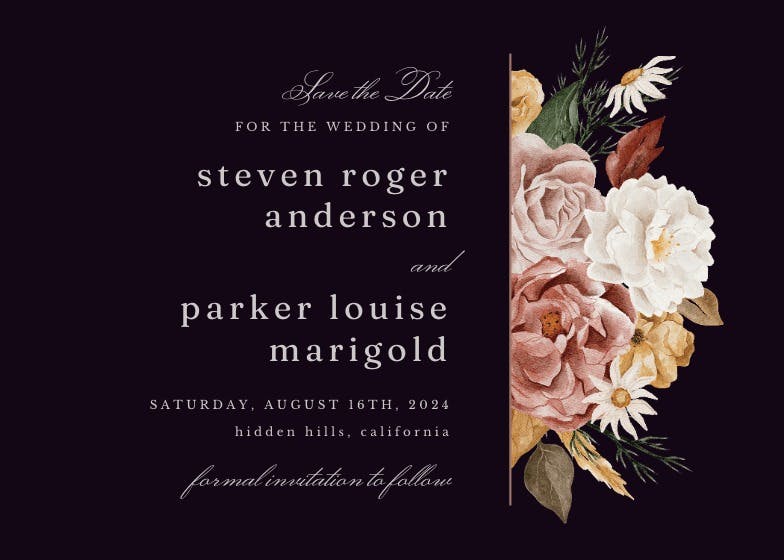 Nocturnal flowers - save the date card