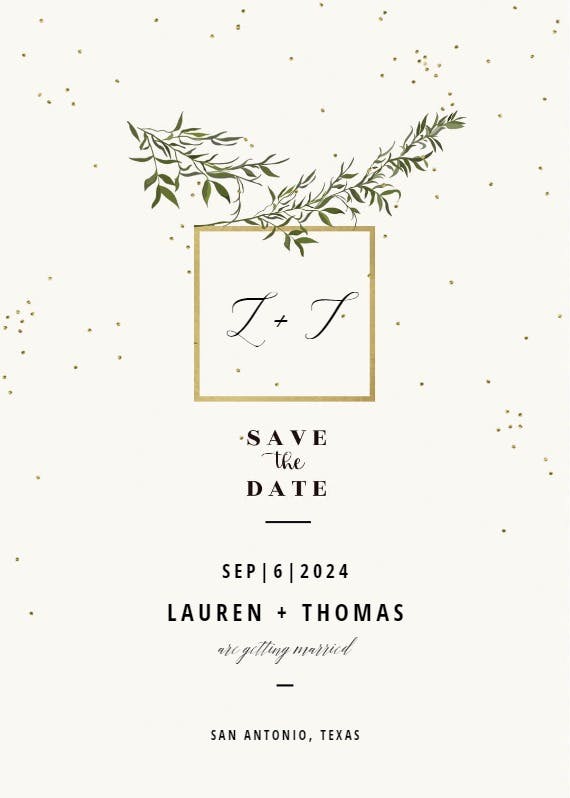 Olive leaves - save the date card