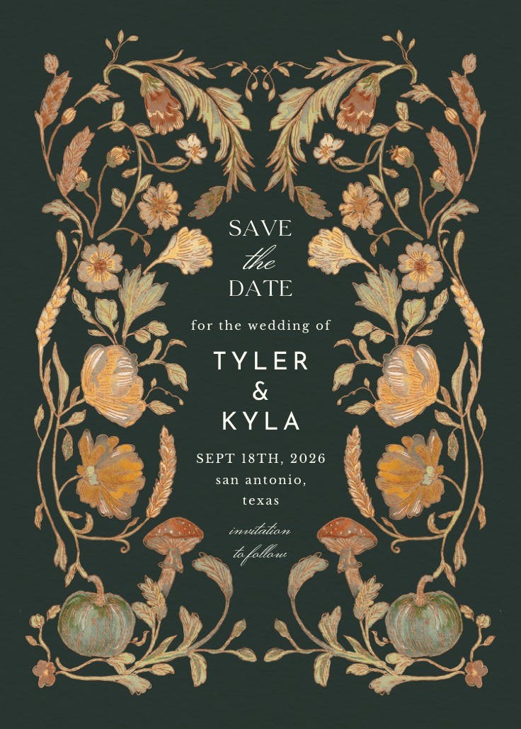 Ornate harvest - save the date card