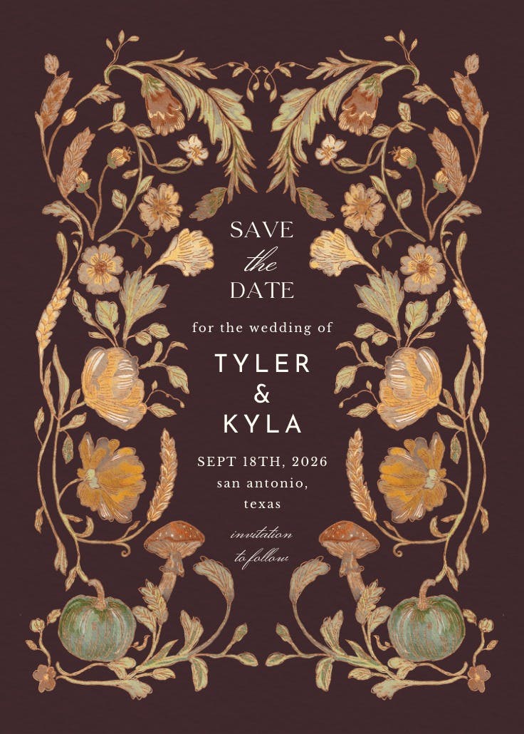 Ornate harvest - save the date card