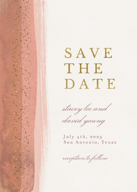Paint and glitters - save the date card