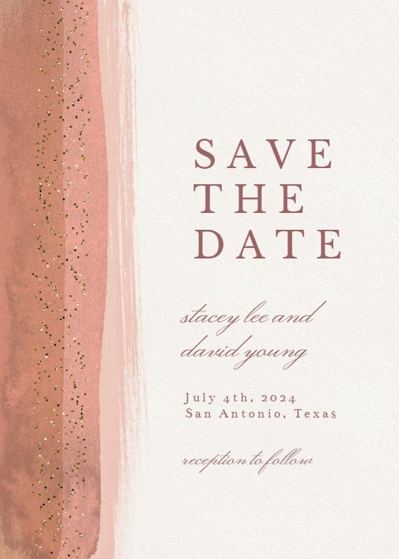 Paint and glitters - save the date card