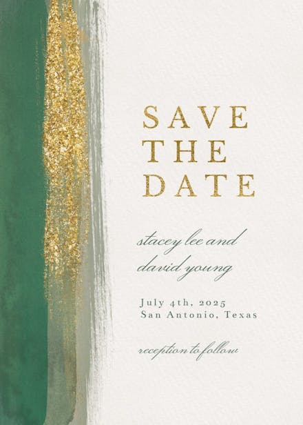 Paint and glitters - save the date card