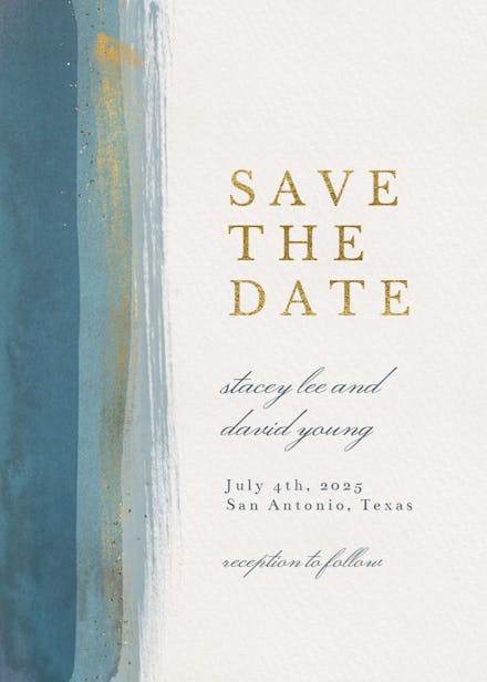 Paint and glitters - save the date card